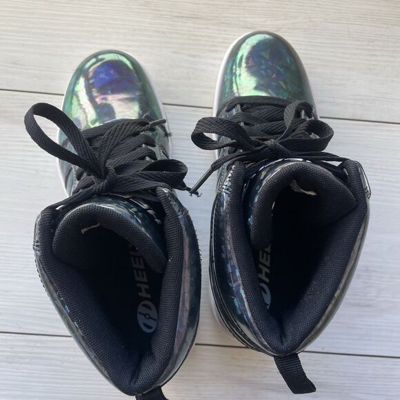 HEELYS Uptown Youth Size 5 Skate HIGH TOP Shoes Purple GLITTER Disco Sneaker EUC - Picture 5 of 8